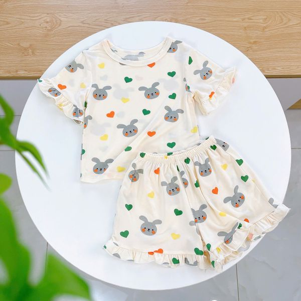  Bộ cộc bé gái 95% sợi sồi Modal Ice Cool Lá Homewear A278 mềm mát lạnh, bộ đùi bé gái mặc hè thun co giãn thoải mái 