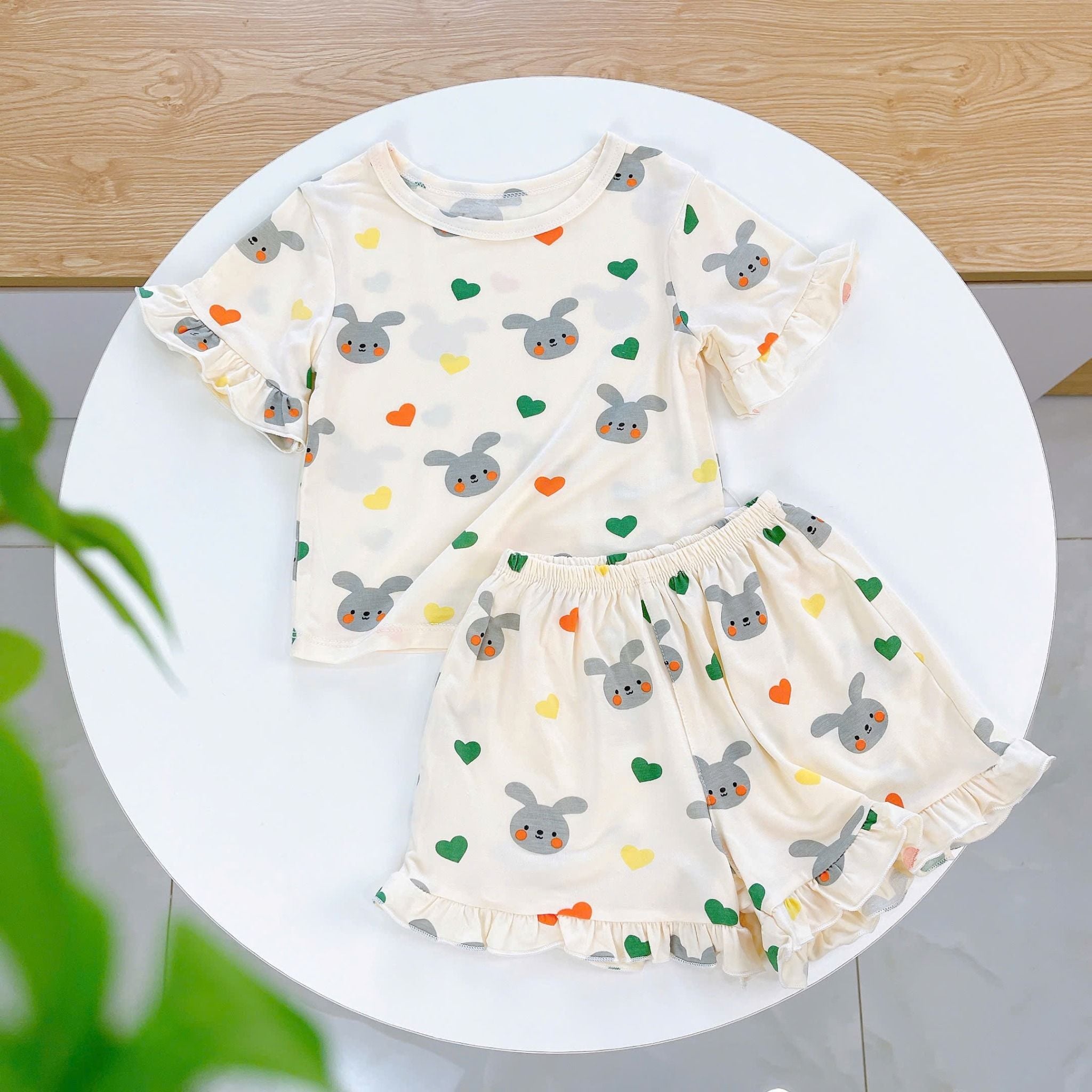  Bộ cộc bé gái 95% sợi sồi Modal Ice Cool Lá Homewear A278 mềm mát lạnh, bộ đùi bé gái mặc hè thun co giãn thoải mái 