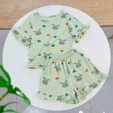  Bộ cộc bé gái 95% sợi sồi Modal Ice Cool Lá Homewear A278 mềm mát lạnh, bộ đùi bé gái mặc hè thun co giãn thoải mái 