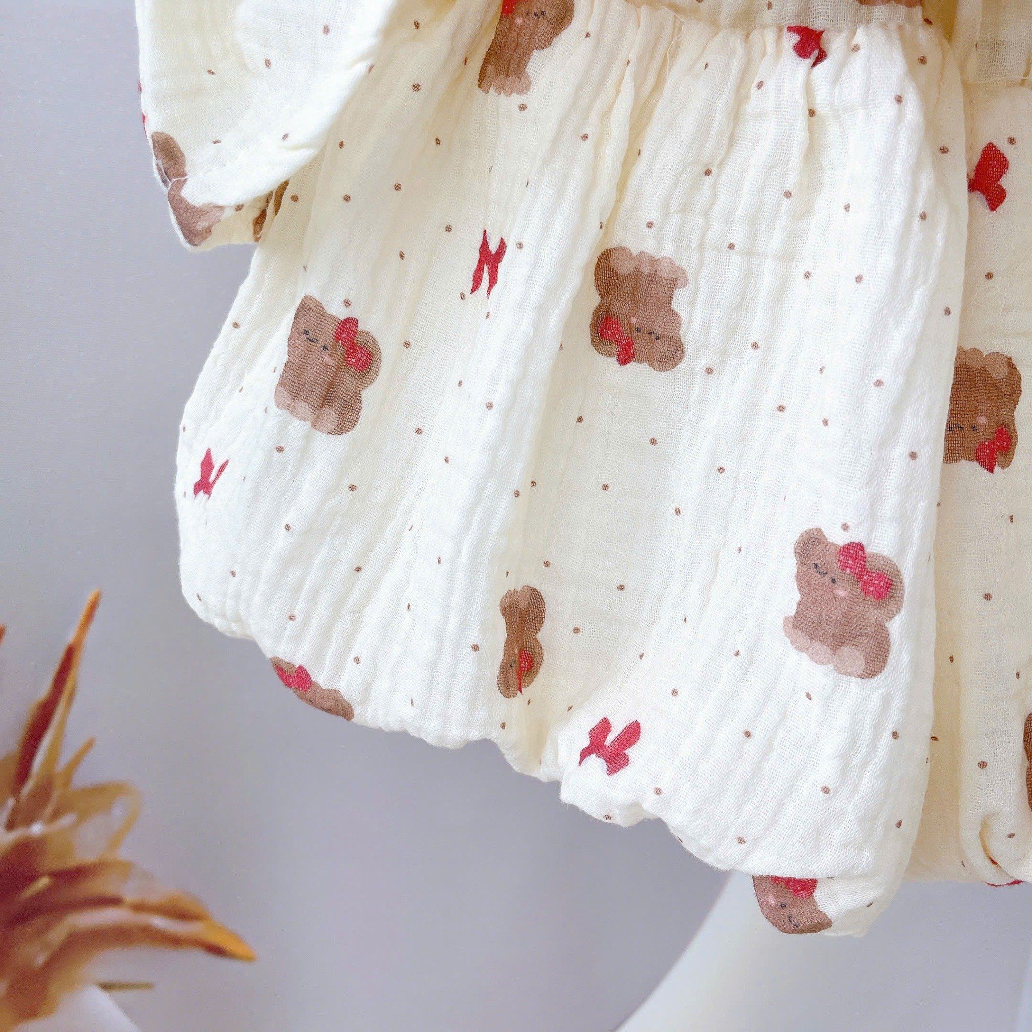  Bộ hai dây bé gái mặc hè xô muslin Lá Homewear A243, bộ yếm quần bí bé gái babydoll dễ thương kuromi thỏ gấu 