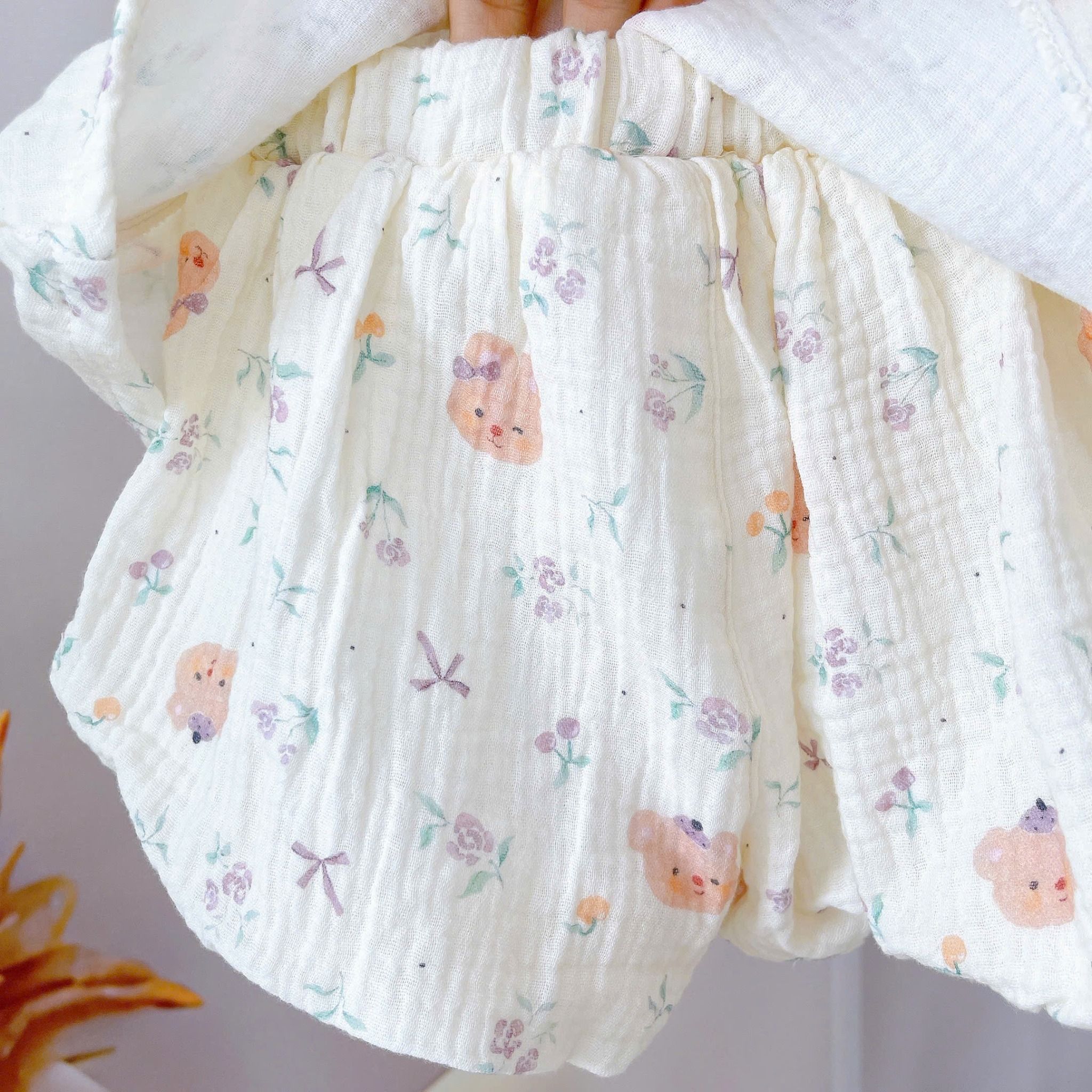  Bộ hai dây bé gái mặc hè xô muslin Lá Homewear A243, bộ yếm quần bí bé gái babydoll dễ thương kuromi thỏ gấu 