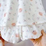  Bộ hai dây bé gái mặc hè xô muslin Lá Homewear A243, bộ yếm quần bí bé gái babydoll dễ thương kuromi thỏ gấu 