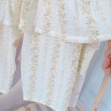  Bộ hai dây bé gái quần lửng xô muslin Lá Homewear A279, bộ đồ hè bé gái mát nhẹ dễ thương áo dây xòe quần suông 
