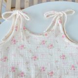  Bộ hai dây bé gái quần lửng xô muslin Lá Homewear A279, bộ đồ hè bé gái mát nhẹ dễ thương áo dây xòe quần suông 