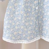  Pijama bé gái cộc tay quần lửng xô muslin Áo Lá Homewear A040, đồ ngủ bé gái xô đũi babydoll caro xinh xắn 