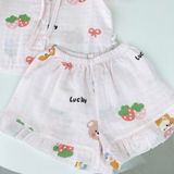  Bộ hè bé gái xô cotton Lá Homewear A262 mát nhẹ, bộ cộc cho bé cột nơ dễ thương unicorn kỳ lân thỏ 