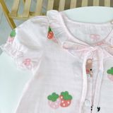  Bộ hè bé gái xô cotton Lá Homewear A262 mát nhẹ, bộ cộc cho bé cột nơ dễ thương unicorn kỳ lân thỏ 