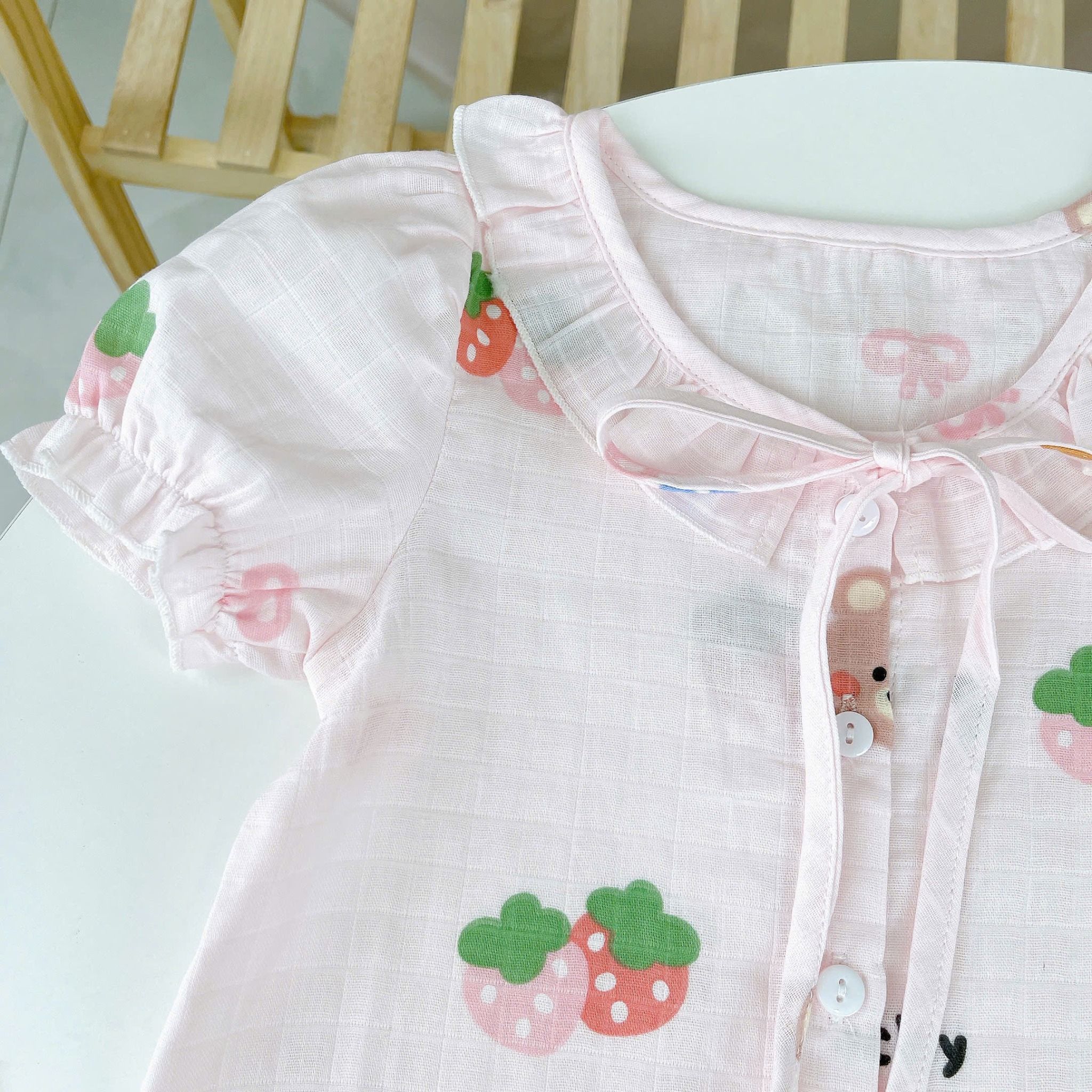  Bộ hè bé gái xô cotton Lá Homewear A262 mát nhẹ, bộ cộc cho bé cột nơ dễ thương unicorn kỳ lân thỏ 