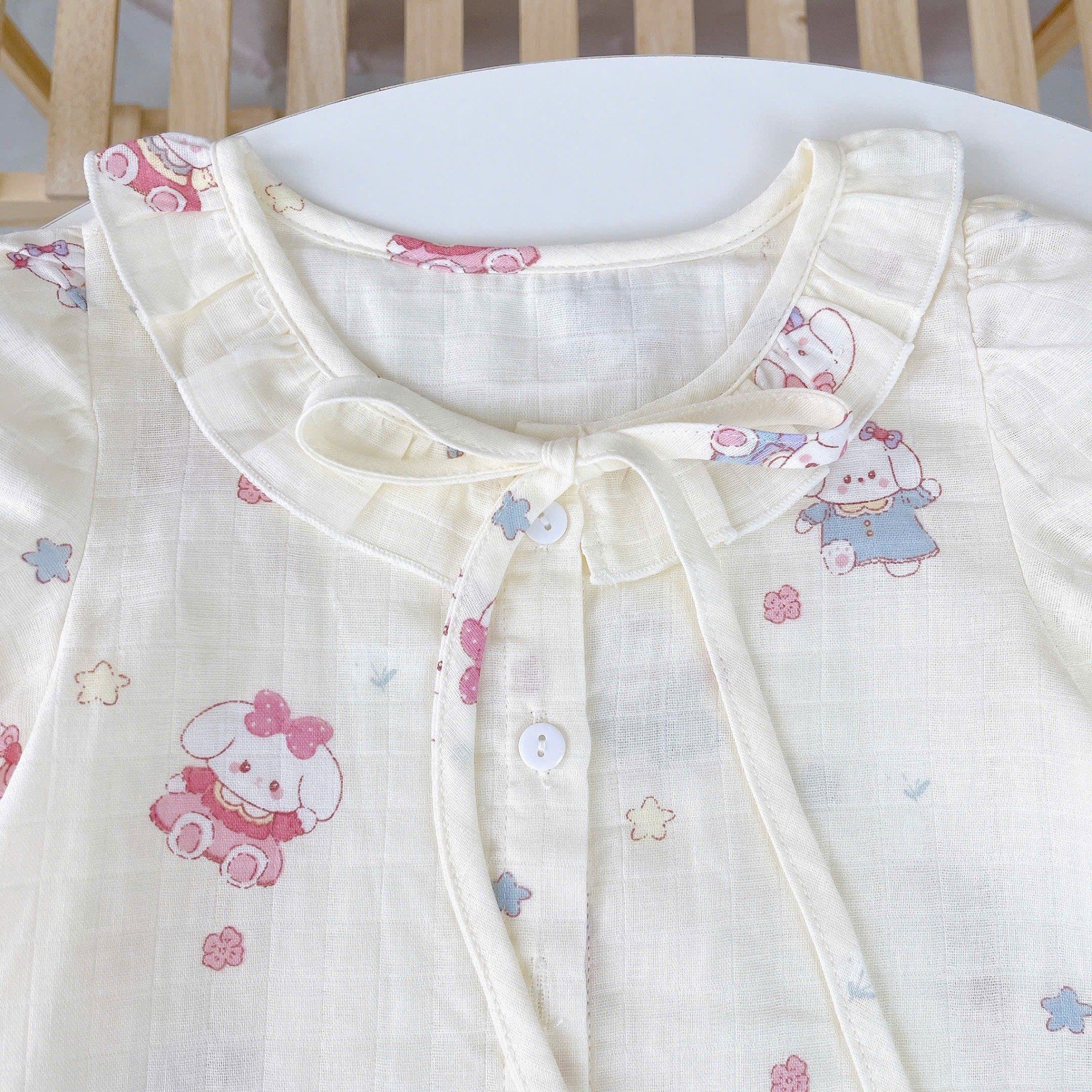  Bộ hè bé gái xô cotton Lá Homewear A262 mát nhẹ, bộ cộc cho bé cột nơ dễ thương unicorn kỳ lân thỏ 