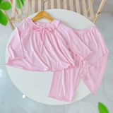  Bộ dài tay cho bé gái vải thun modal siêu mềm mát Áo Lá Homewear A068, pijama cho bé mặc ngủ vải sợi sồi 