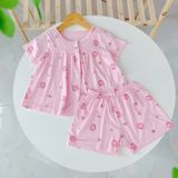  Bộ hè bé gái Tencel Lycra mỏng mát lạnh Lá Homewear A267, bộ cộc tay cho bé quần đùi babydoll kuromi melody 