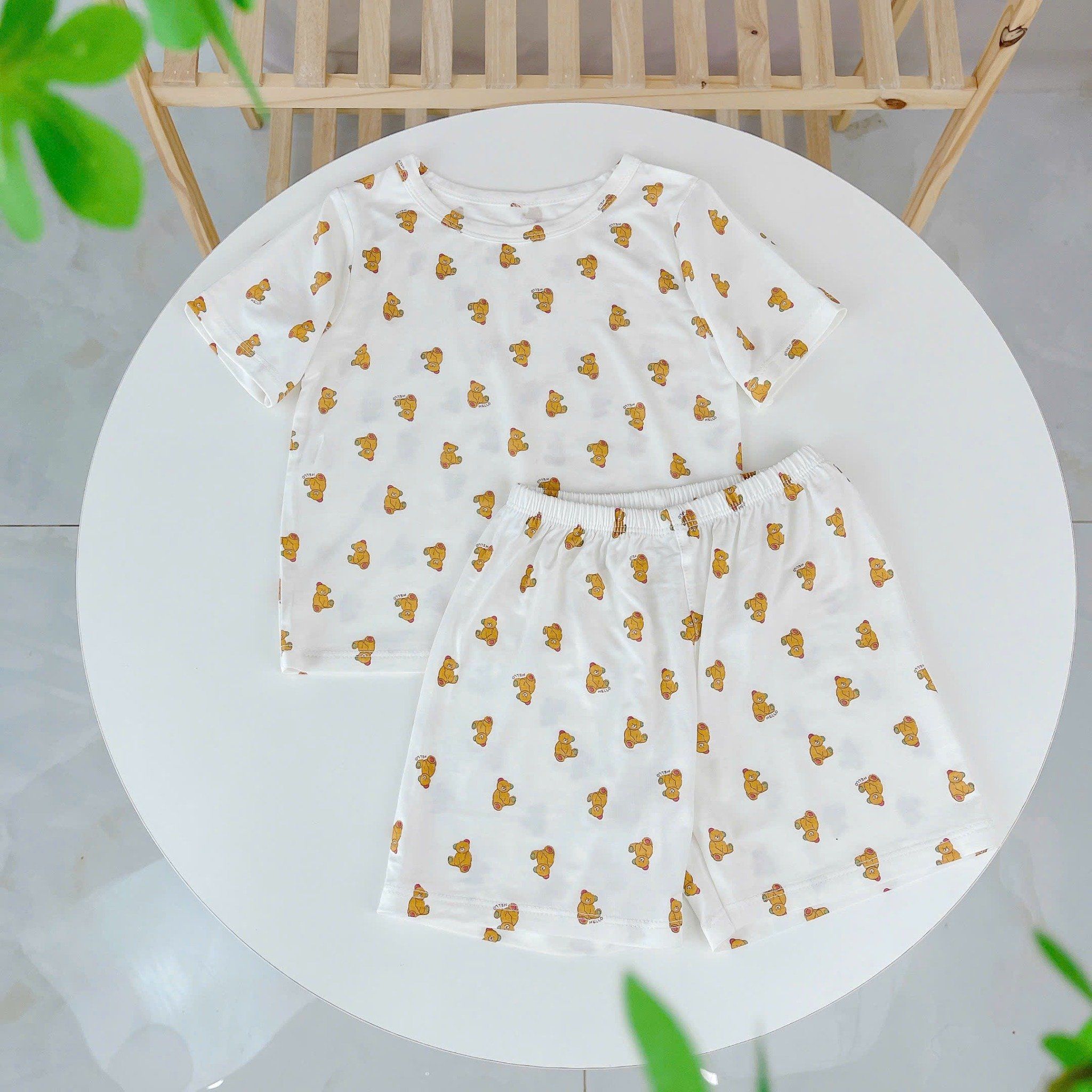  Bộ đùi bé trai 95% sợi sồi Modal Ice Cool Áo Lá Homewear A245 mềm mát lạnh, bộ cộc tay bé trai mặc hè hình xe 