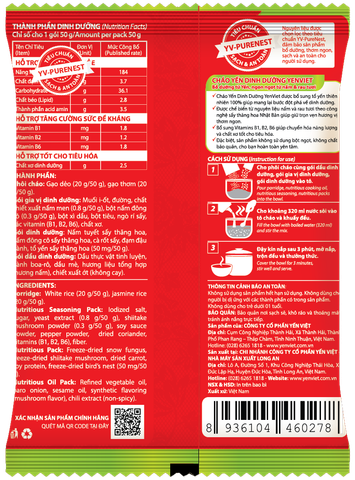 Cháo Yến Dinh Dưỡng YenViet Chay Rau Nấm