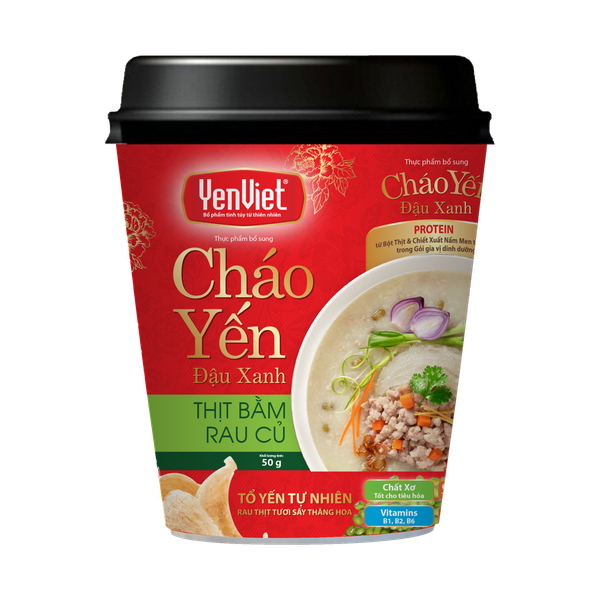 [Thùng 24 ly x 50gr] Cháo Yến Đậu Xanh