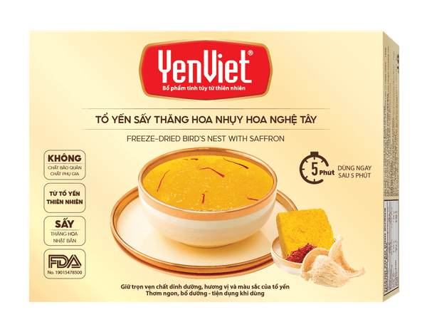 Tổ Yến Sấy Thăng Hoa Với Nhuỵ Hoa Nghệ Tây (Hộp 6 Viên)