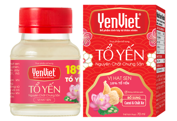 Tổ Yến Nguyên Chất Chưng Sẵn vị Hạt Sen (18% Tổ Yến) [Khay 06 lọ - 70ml]