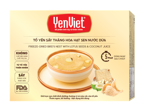 Tổ Yến Sấy Thăng Hoa Với Hạt Sen, Nước Dừa (Hộp 06 Viên)