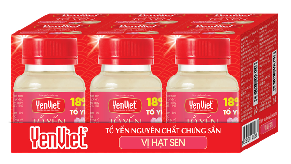 Tổ Yến Nguyên Chất Chưng Sẵn Vị Hạt Sen (18% Tổ Yến) - Khay 06 Lọ x 70ml