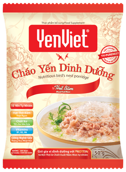 Cháo Yến Dinh Dưỡng YenViet Vị Thịt Bằm (Thùng 30 Gói x 50gr)