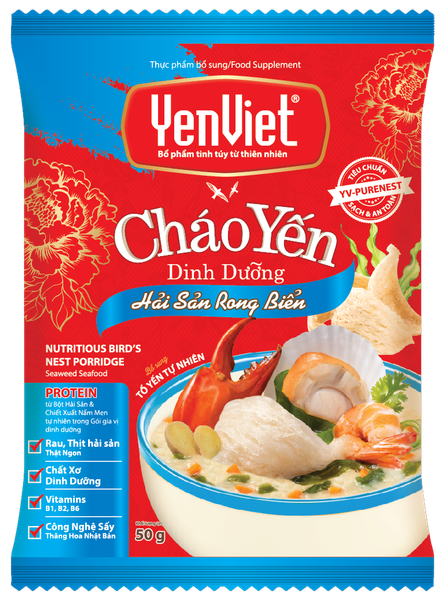 Cháo Yến Dinh Dưỡng Hải Sản Rong Biển (Thùng 30 Gói x 50gr)