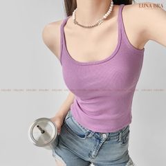 Áo ba lỗ nữ LUNA BRA dây nhỏ dáng dài ôm body tôn dáng chất vải gân lụa thoáng mát mềm mại co giãn AL008