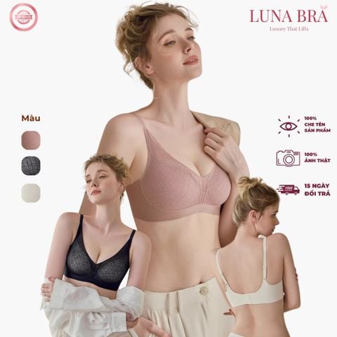 Áo Lót Ren LUNA BRA Nâng Ngực Chống Xệ, Đệm Mút 3cm, Họa Tiết Ren Quyến Rũ, Thoáng Mát Thông Hơi - AL011