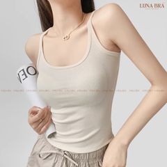 Áo ba lỗ nữ LUNA BRA dây nhỏ dáng dài ôm body tôn dáng chất vải gân lụa thoáng mát mềm mại co giãn AL008