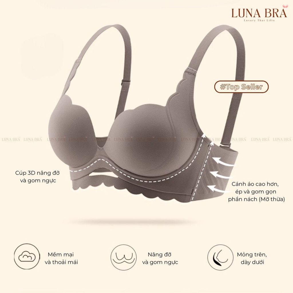 Áo ngực không gọng nâng ngực, mút dày tạo khe tự nhiên – AL009