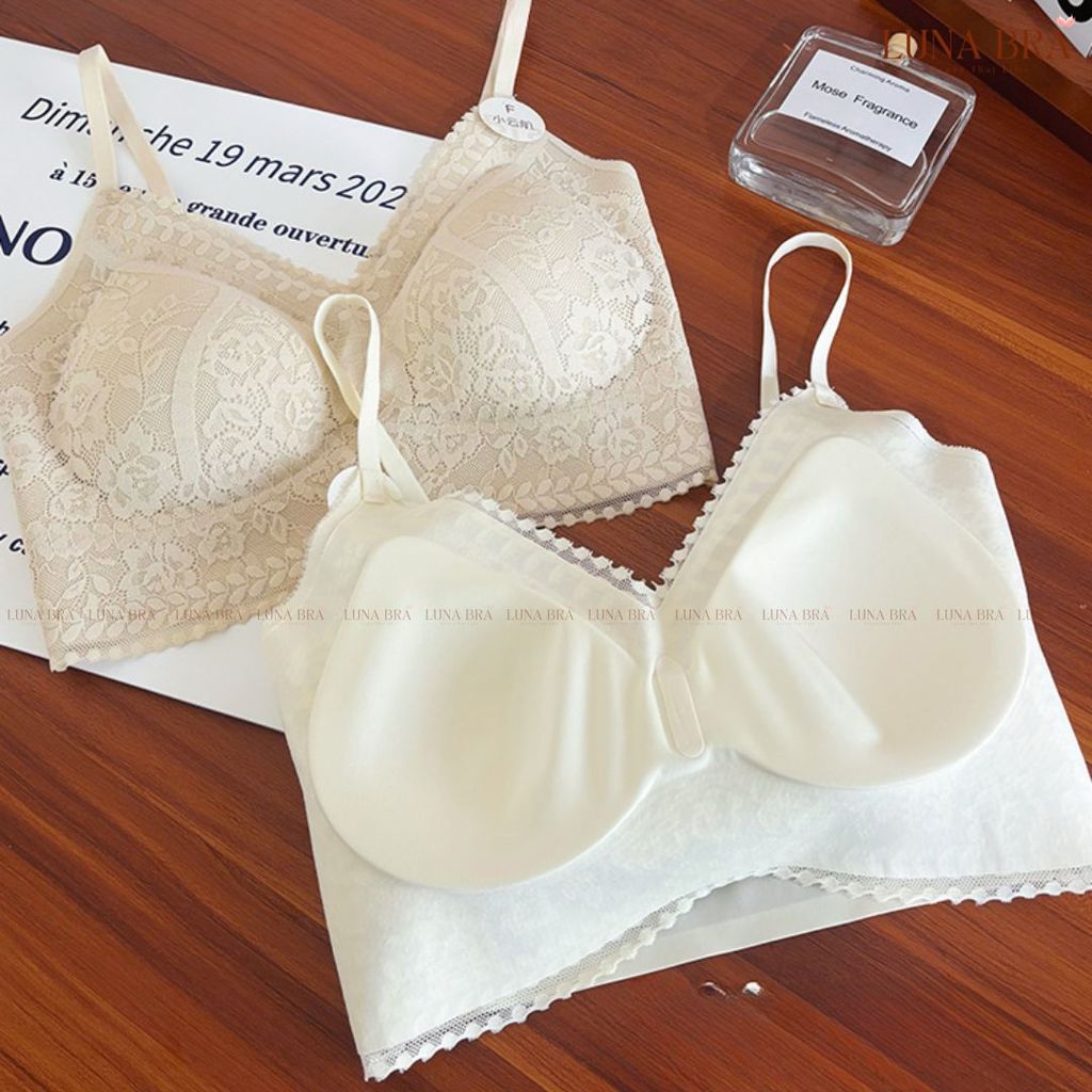Áo lót cao cấp Bra ren lụa thêu hoa Luna Bra - Al034