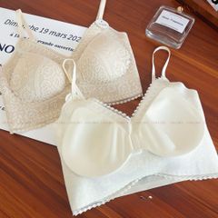 Áo lót cao cấp Bra ren lụa thêu hoa Luna Bra - Al034