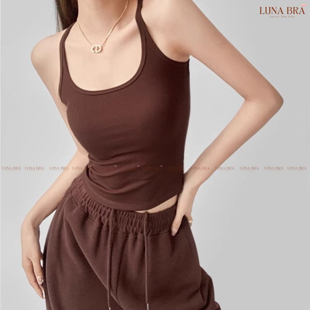 Áo ba lỗ nữ LUNA BRA dây nhỏ dáng dài ôm body tôn dáng chất vải gân lụa thoáng mát mềm mại co giãn AL008