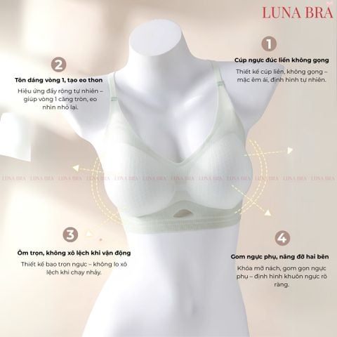 Áo ngực Luna Bra giọt nước hở lưng chất su siêu mềm mát lạnh, đệm thông hơi thoáng khí - Al018