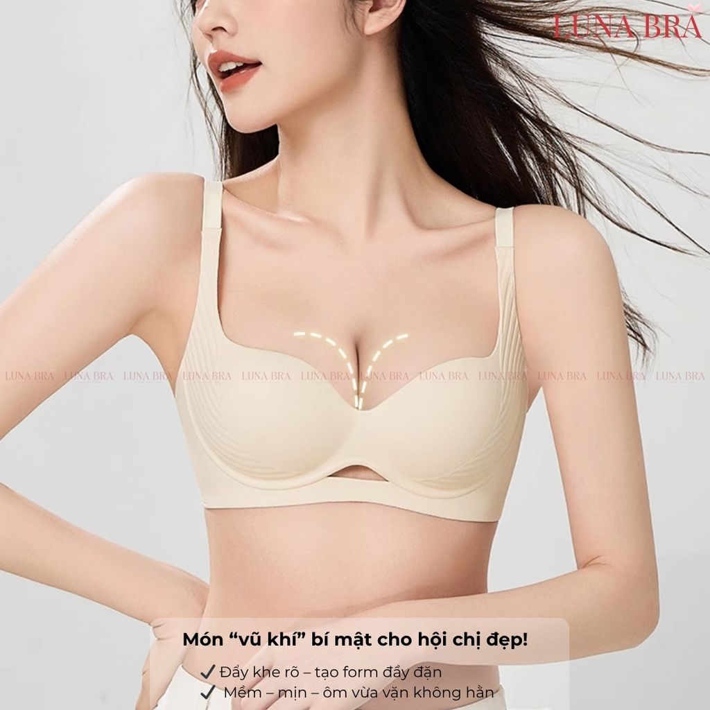 Áo lót cao cấp Luna Bra khoét ngực đệm 3cm bản đai che mỡ lưng mỡ nách - AL032