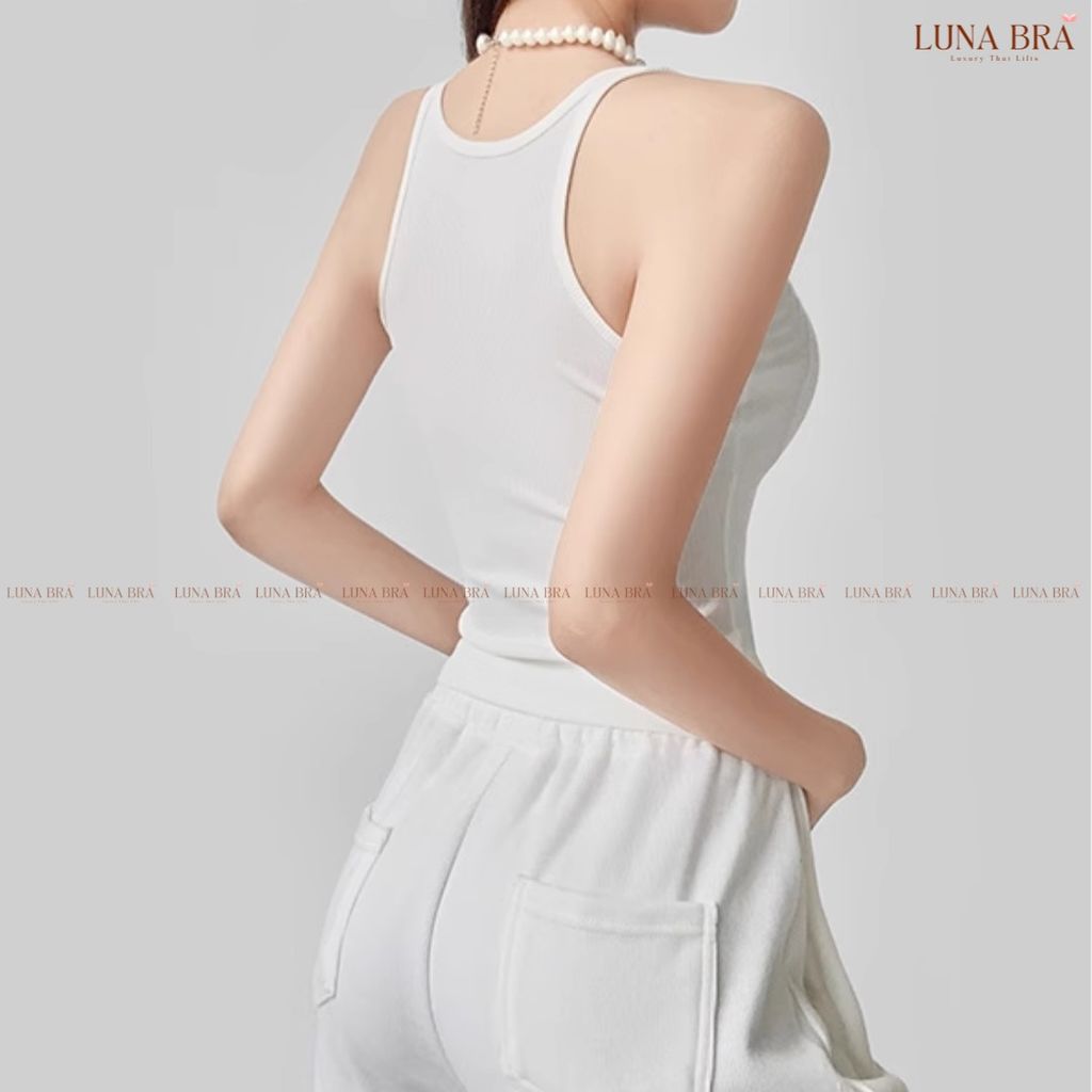 Áo ba lỗ nữ LUNA BRA dây nhỏ dáng dài ôm body tôn dáng chất vải gân lụa thoáng mát mềm mại co giãn AL008