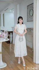 Váy ren hoa nhũ xếp ly