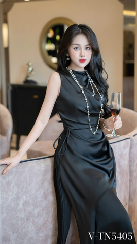 Váy lụa nhún eo