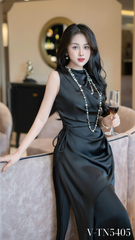 Váy lụa nhún eo