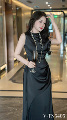 Váy lụa nhún eo