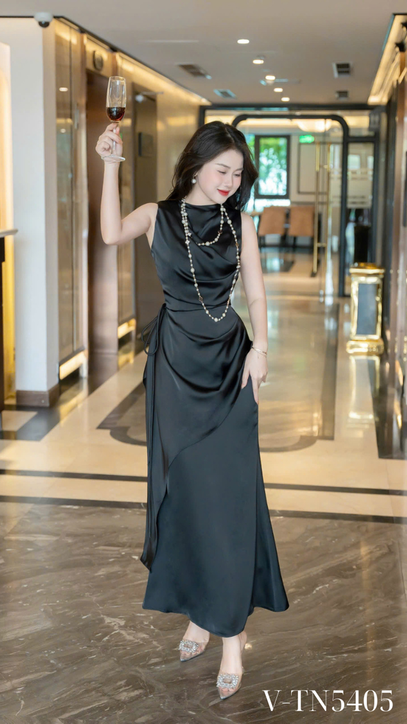 Váy lụa nhún eo