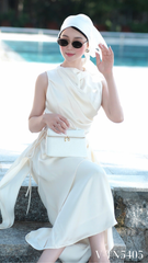 Váy lụa nhún eo