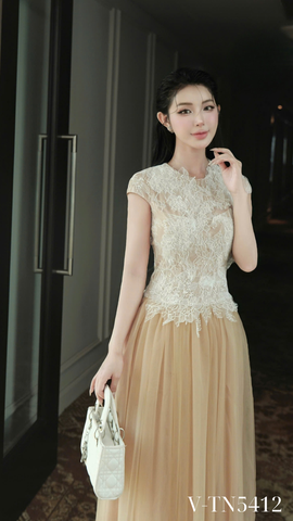 Váy lưới phối ren