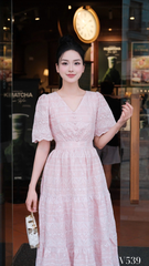 Váy thô boi cổ tim cúc bọc