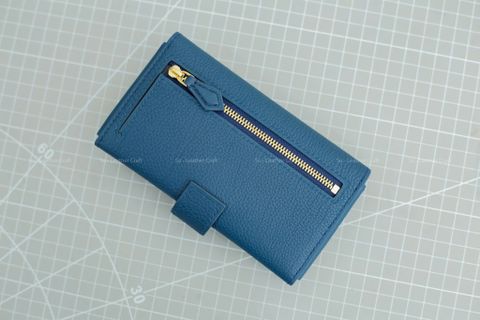 Ví Da Nữ - Long Wallet - Da Bê Togo - Navy