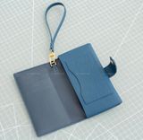 Ví Da Nữ - Long Wallet - Da Bê Togo - Navy