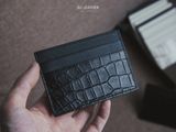 Card Holder - Ví đựng thẻ - da Epsom và cá sấu  - Black