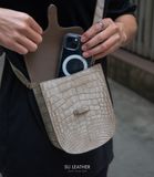 Túi Đeo Chéo Nam - Da Cá Sấu Alligator Heng Long - Nubuck