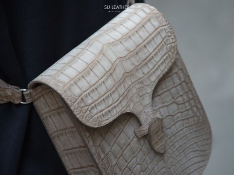 Túi Đeo Chéo Nam - Da Cá Sấu Alligator Heng Long - Nubuck