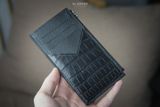 Ví Đựng Thẻ - Da bê Epsom x Da Cá sấu - Black