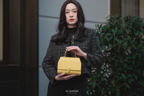 Túi Da Nữ - Monvally - Da Bê Degermann - Yellow