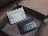 Card Holder - Ví đựng thẻ - da Epsom và cá sấu  - Black